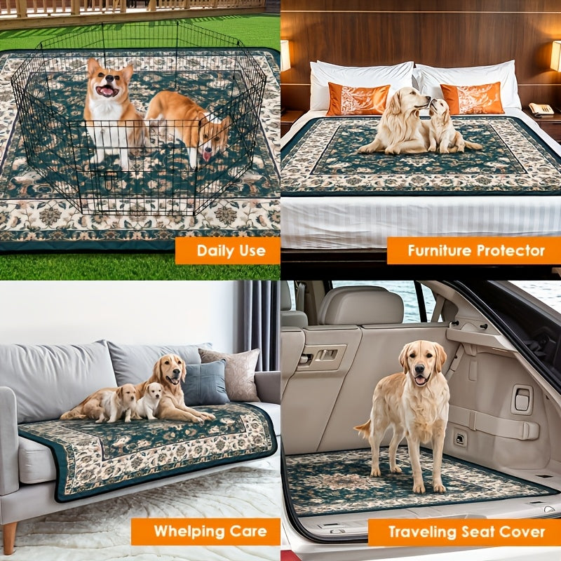 Reusable Washable Dog Pee Pads Super Absorbent Non-Slip Bohemian Style Puppy Training Pads Leakproof Whelping Potty Pads – Sizes 18x24 to 72x72 Inch 1 or 2 Pack