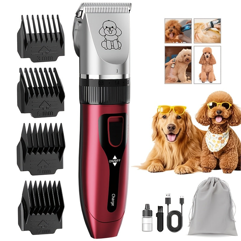 Professional Dog Grooming Kit – USB Rechargeable Electric Clippers with Ceramic Blades, Brush & Comb Set for Dogs & Cats, Multiple Colors & Beauty Sets