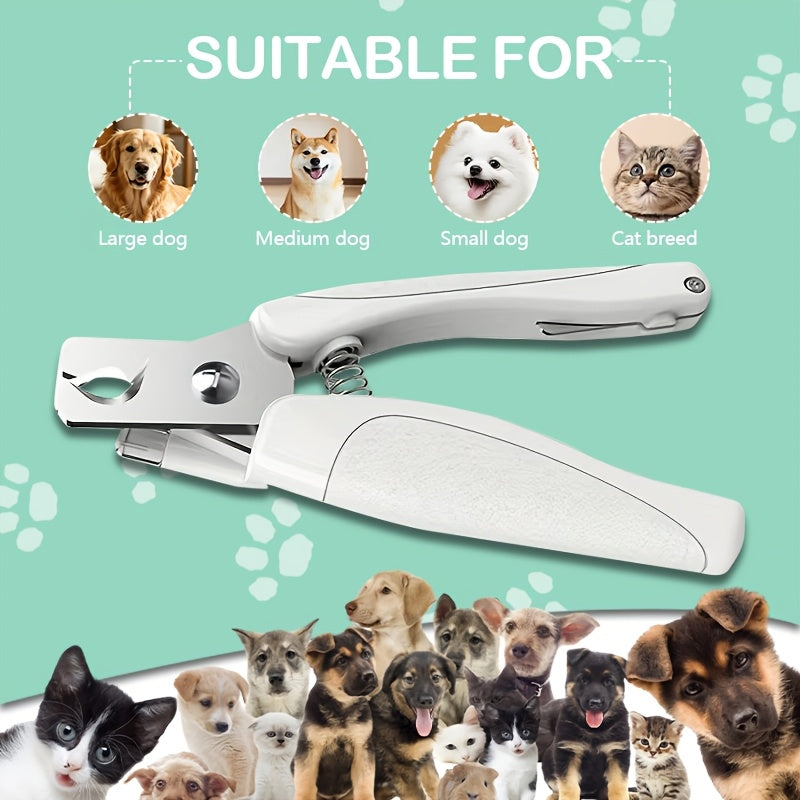 Pet Nail Clippers with LED Light – 2-in-1 Trimmer & Built-in File, Stainless Steel Blade, Anti-Slip Handle, Safe Nail Clipper for Cats and Small Medium Dogs