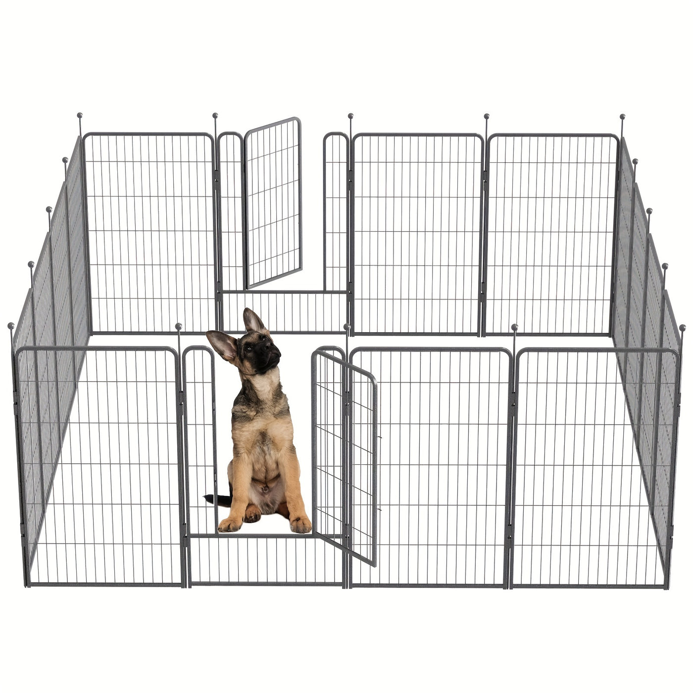 Heavy Duty Metal Dog Playpen with 8 & 16 Panels - Portable Outdoor Exercise Fence Pen for Small Medium Large Dogs, RV Camping Backyard