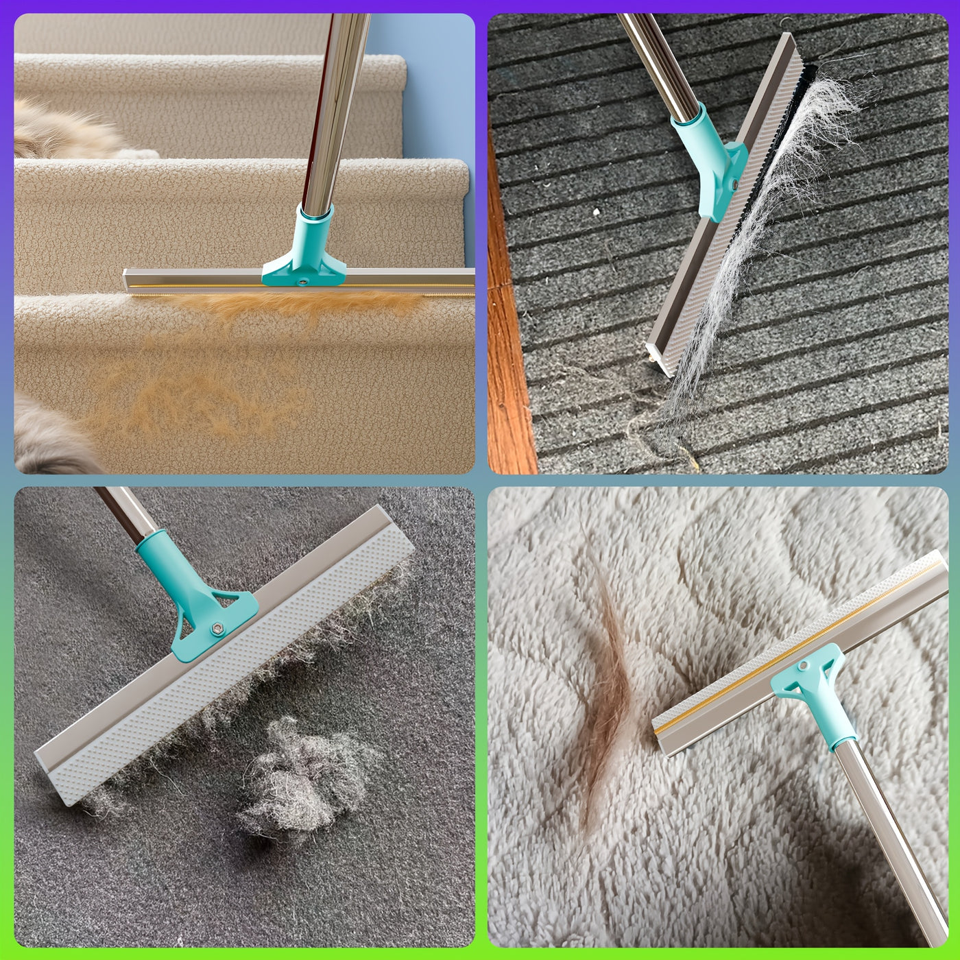 Pet Hair Remover Carpet Rake – Dog & Cat Hair Removal Tool with 51in Handle for Rugs, Upholstery & Stairs, Deep Cleaning Fur Rake for Home