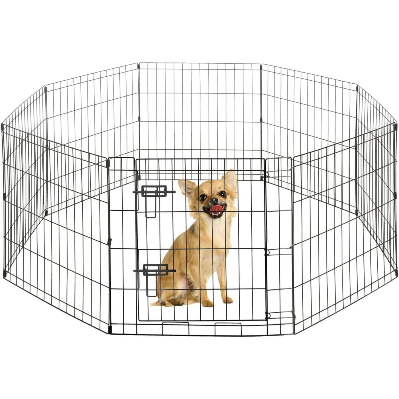Metal Dog Playpen 8-Panel Foldable with Gate – Heavy-Duty Iron Exercise Fence Cage for Small Dogs, Indoor Outdoor Portable Kennel, 24"/30"/36" Height Options