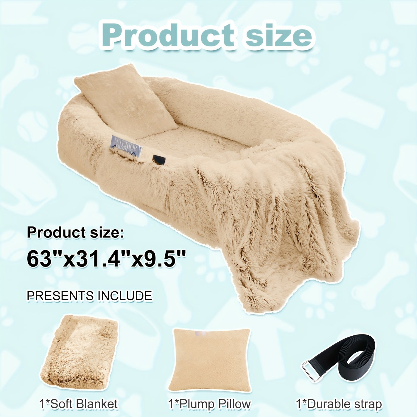 Human Dog Bed 70x44x11 Inch Giant Faux Fur Orthopedic Bed for People & Pets - Washable Non-Slip Extra Large Dog Bed for Adults, Napping, Lounging, All Breeds