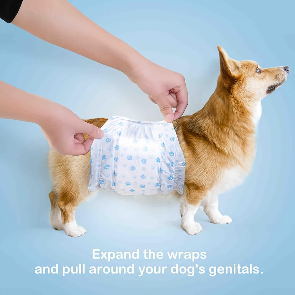 Dog Disposable Diapers 12-Pack – Ultra-Absorbent Leakproof Pet Diapers for Male & Female Dogs, Elastic Waistband, Adjustable Fit for Puppy Training & Incontinence