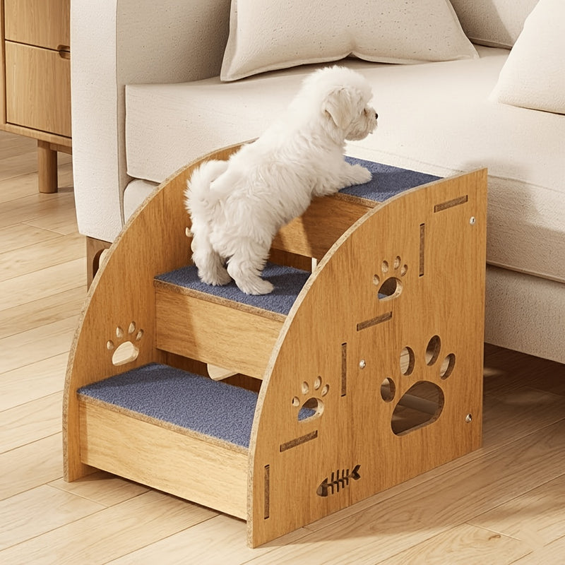 Pet Stairs for Bed and Sofa – 3 or 4 Step Non-Slip Dog & Cat Steps with Safety Railings, 15" High Ramp Staircase for Small and Medium Dogs and Cats