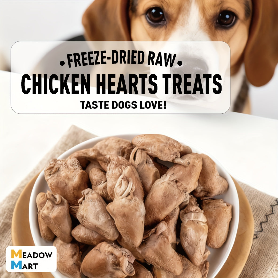 Freeze Dried Chicken Hearts for Dogs & Cats – Single Ingredient High-Protein Grain-Free Gluten-Free Pet Treat, Natural Training Reward & Food Topper, 3.5oz or 10.5oz