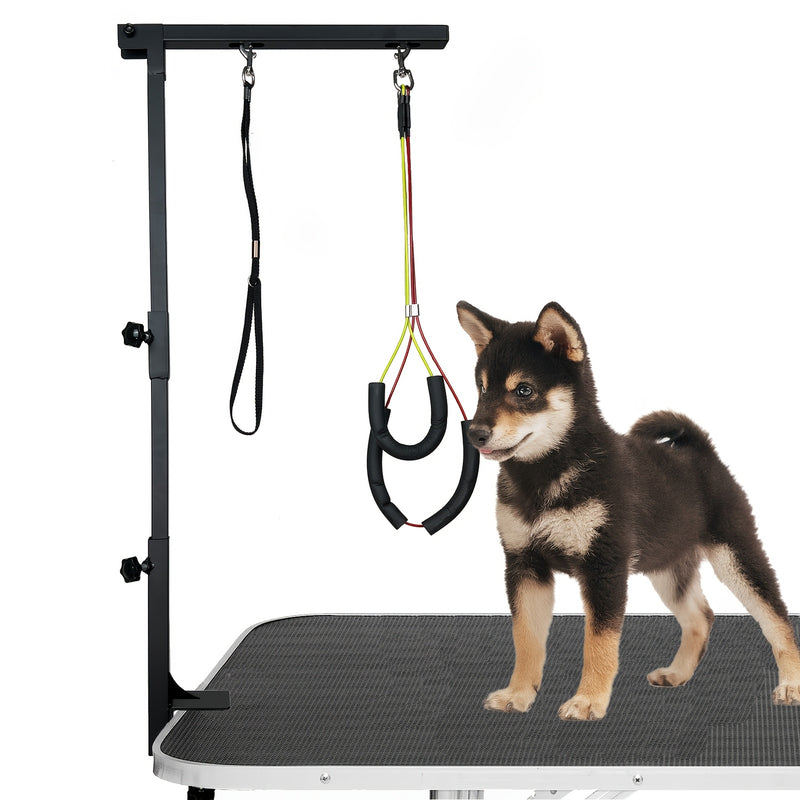 36" Adjustable Dog Grooming Arm with Clamp – No-Sit Haunch Holder, 3-Section Iron Grooming Restraint for Small & Medium Dogs and Cats, Includes Positioning Ropes