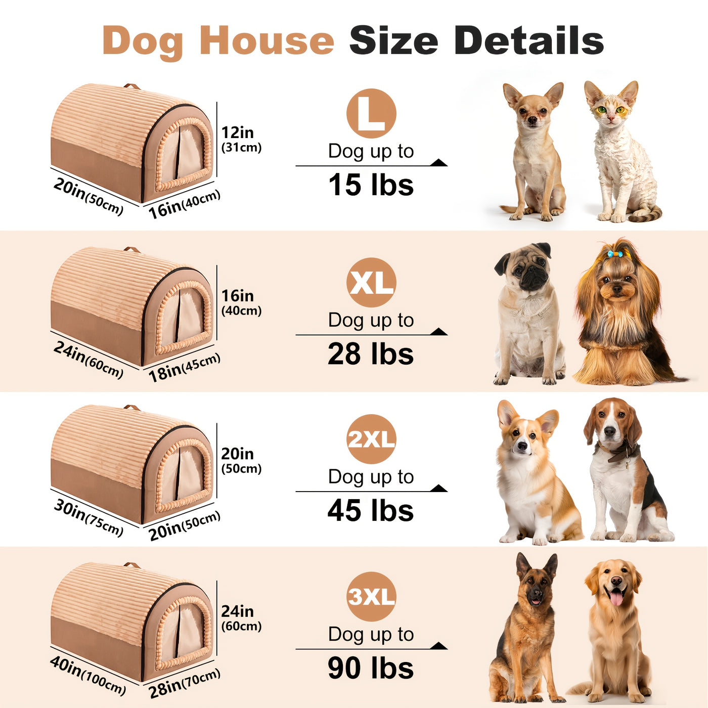 2-in-1 Foldable Indoor Dog House & Pet Tent Cave Bed - Soft Fluffy Washable Cushion Mat with Lid, All-Season Privacy Warm Bed for Small Medium Large Dogs Cats