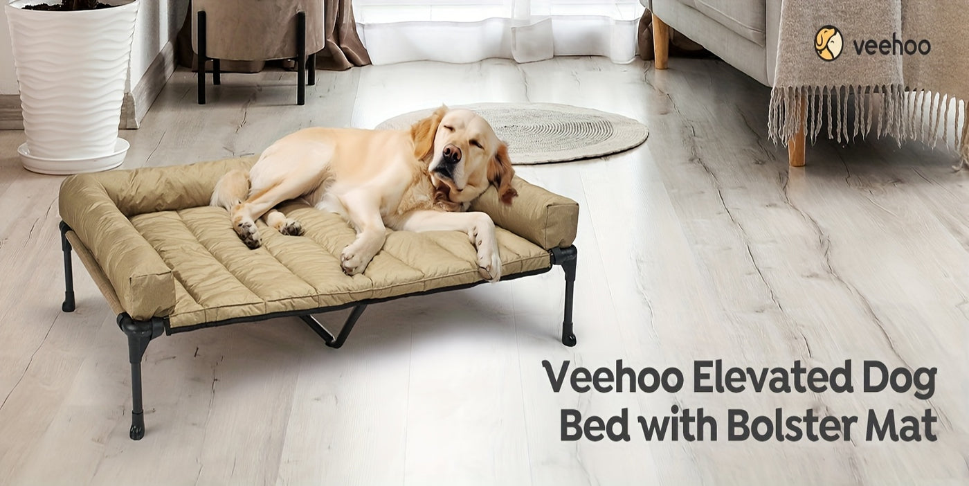 Elevated Cooling Dog Bed with Removable Pillow-Top Bolster Mat - Raised Dog Cot, Breathable Mesh, No-Slip Feet, Steel Frame, Indoor & Outdoor, 4 Sizes, 5 Colors