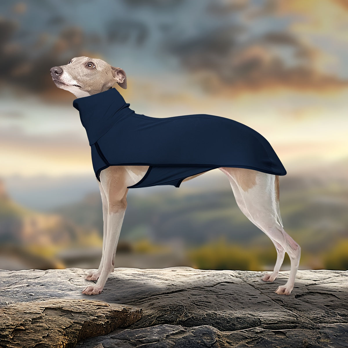 High Neck Dog Coat – Warm Solid Color Woven Polyester Pullover for Small Medium Large Dogs, Machine Washable All-Season Fall Winter Pet Clothing, XL to 4XL