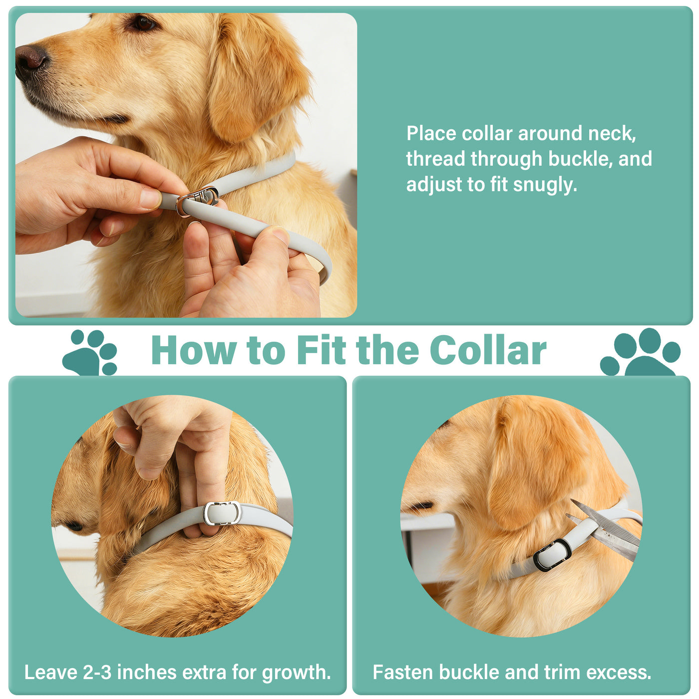 Adjustable Grey Dog Collars 6 Pack – Comfortable Fit for Large Dogs & Puppies, Indoor & Outdoor Use, One Size