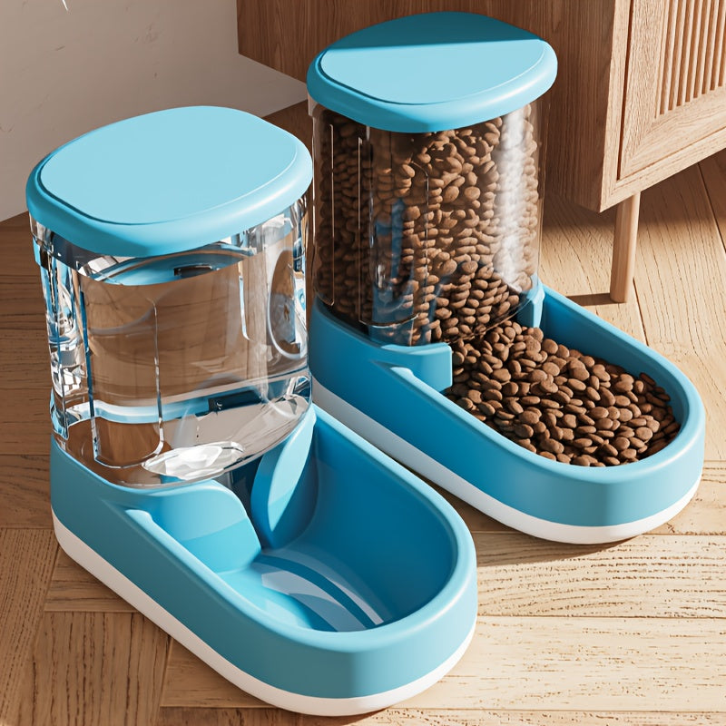 Gravity Dog Food Feeder and Water Dispenser Set 8-Pound Large Capacity Automatic Pet Feeding Station for Big Medium Small Dogs & Cats - 2-Piece Plastic BPA-Free Set