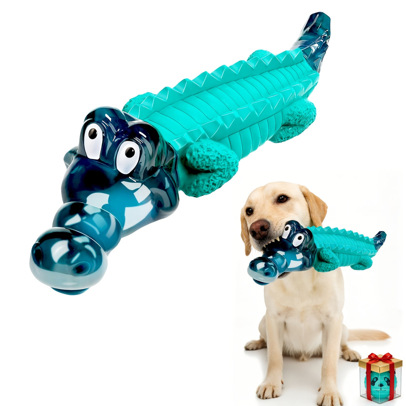 Indestructible Dog Chew Toy for Aggressive Chewers – Crocodile Shape Milk Flavor, Dental Cleaning, Large Medium Dogs 20-100 lbs, Durable Tough Chew