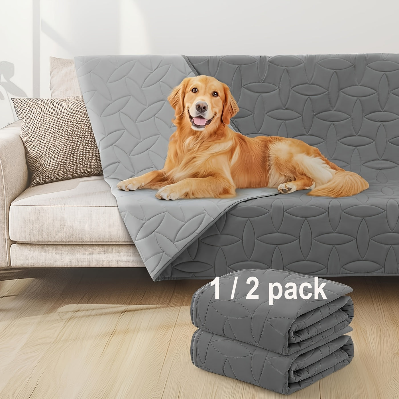 Reversible Dog Blanket Waterproof Washable Pet Blanket Furniture Protector for Couch Sofa Bed Car – Soft Cozy Cover for Large Dogs Puppies 54x82 Inch