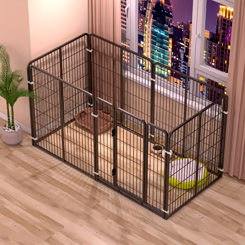 Stainless Steel Indoor Dog Enclosure with Resting, Play & Potty Training Zones - Multi-Functional Flexible Pen for Small Medium Dogs, Easy Assembly