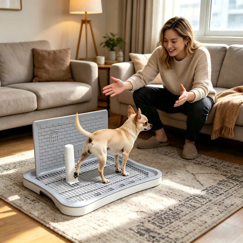 Indoor Dog Potty Tray 20x15 Inch Anti-Splash Hollow Mesh Non-Slip Easy Clean Puppy Training Toilet for Small Medium Dogs