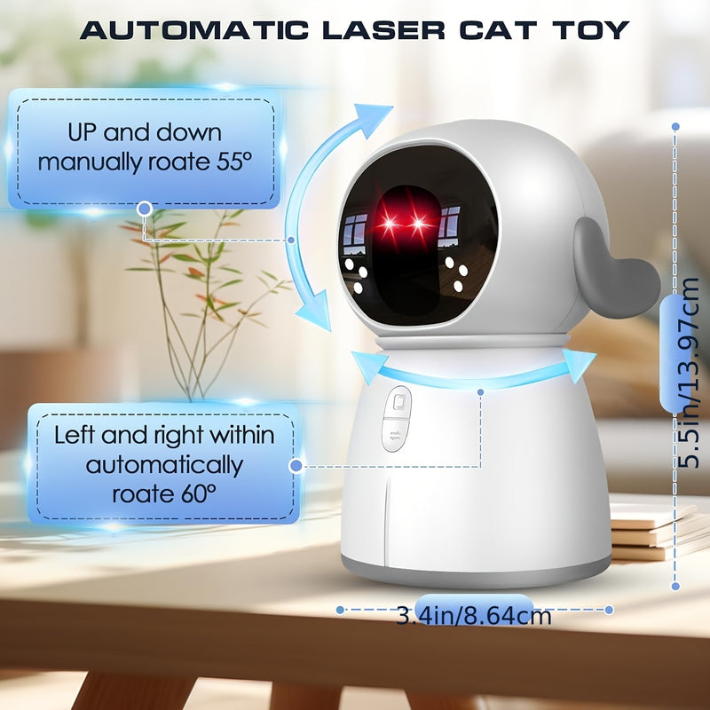 Automatic Cat Laser Toy with Dual Laser & Motion Sensor – Rechargeable Interactive Toy, 3 Speed Modes, Adjustable Head, Indoor Cats & Kittens