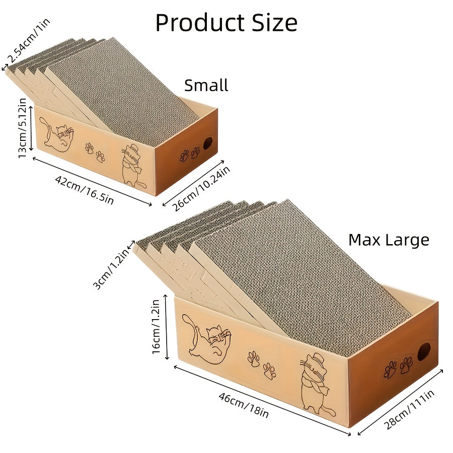 Corrugated Cardboard Cat Scratching Board & Bed Combo 5-Pack - 5-Layer Replaceable Durable Scratch Pad for Indoor Cats & Kittens, Standard & Extra Large