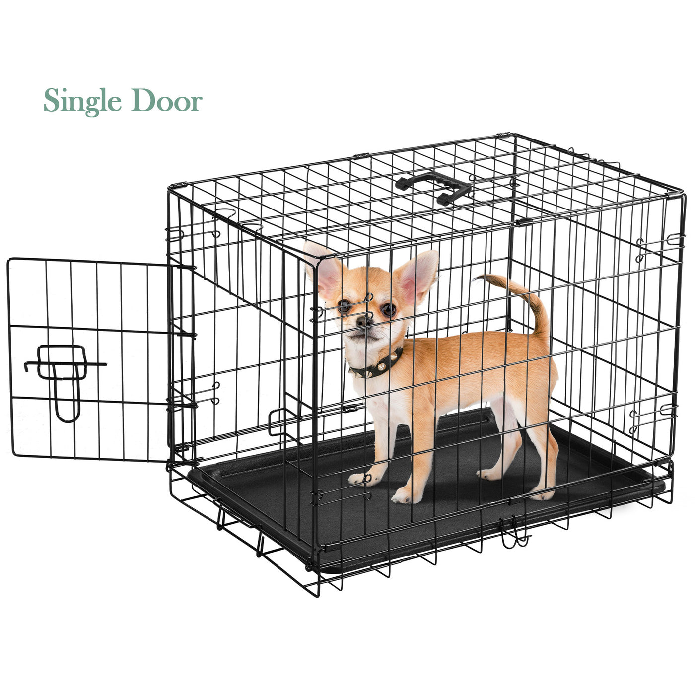 Folding Wire Dog Crate with Divider Double Door Leak-Proof Tray Indoor Outdoor Travel Kennel for Small Medium Large Dogs 24 30 Inch