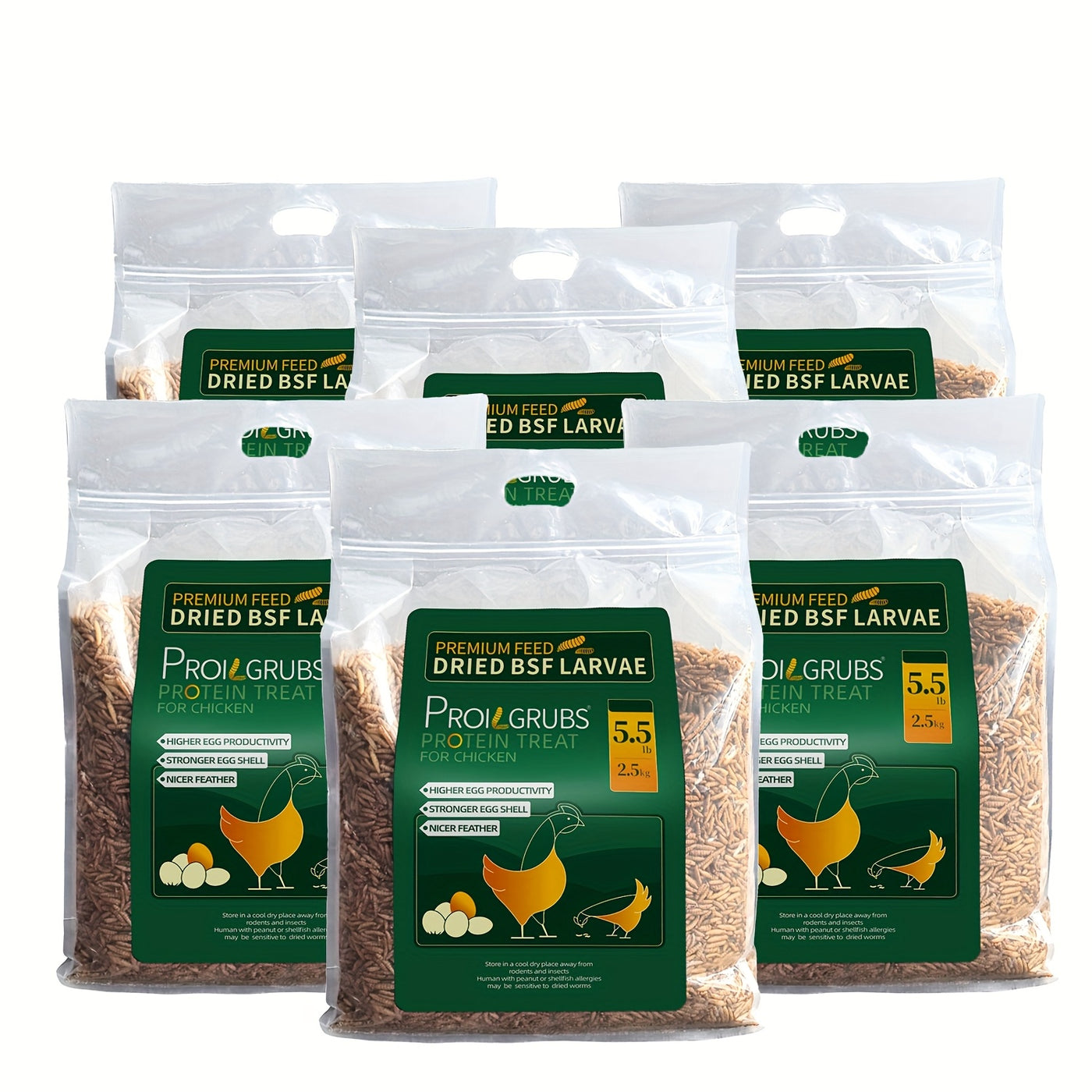 Dried Black Soldier Fly Larvae Chicken Treats – Non-GMO High Protein BSFL Grubs for Backyard Chickens, Stronger Egg Shells & Feather Growth, Layers Broilers Chicks, 5 / 10 / 20 / 30 / 33 lb