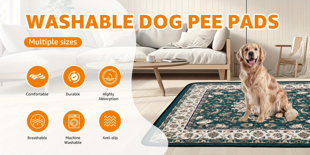 Reusable Washable Dog Pee Pads Super Absorbent Non-Slip Bohemian Style Puppy Training Pads Leakproof Whelping Potty Pads – Sizes 18x24 to 72x72 Inch 1 or 2 Pack
