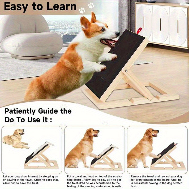 Dog Nail Scratch Pad Foldable Adjustable 3 Angles (45–65°) – Dog Nail File Scratch Board with 2 Sandpaper Sheets, Stress-Free Alternative to Dog Nail Clippers