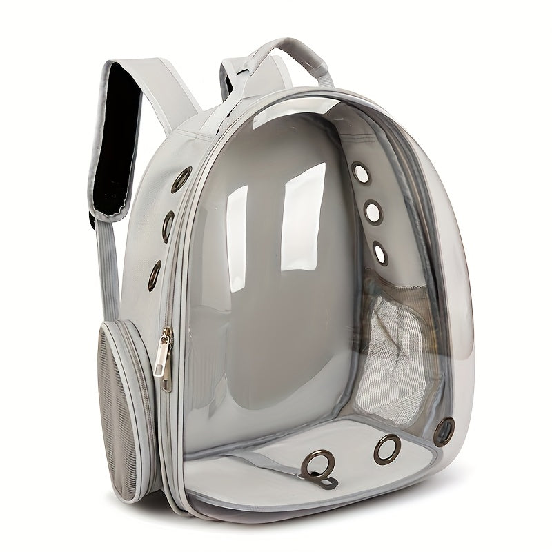 Space Capsule Cat Backpack Hard-Sided Carrier – Double Shoulder Strap Portable Pet Travel Bag with Zipper for Cats & Small Dogs, Black & Transparent