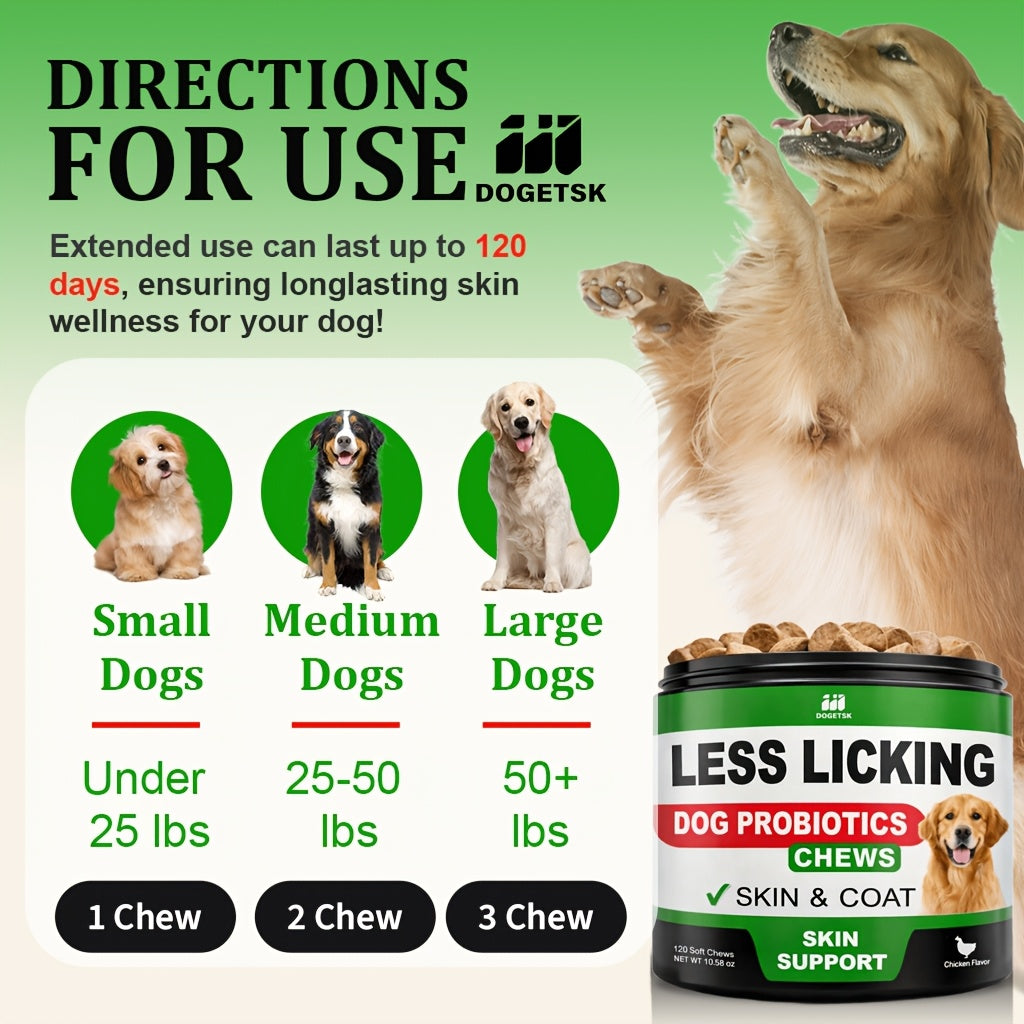 Dog Skin Health Chewing Tablets – Chicken Flavor, Protects Skin Barrier, Science-Backed Formula for Golden Retrievers, Border Collies & All Breeds