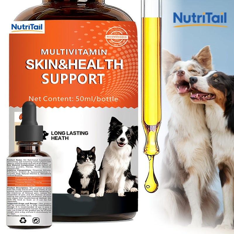 Multivitamin Oral Liquid for Cats and Dogs 50ml – Skin & Hair Health Daily Supplement, Rich in Multiple Vitamins