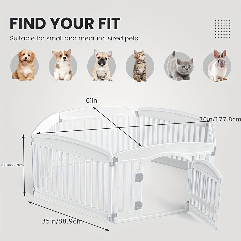 4 & 6 Panel Dog Pen with Non-Slip Bottom & Safety Locking Door - Portable Expandable Indoor Outdoor Puppy Pen for Medium Dogs, Lightweight Durable Pet Fence