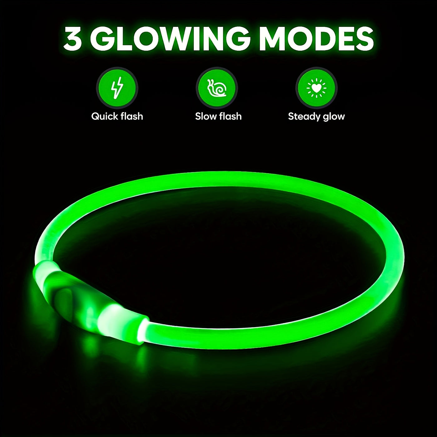 LED Dog Collar USB Rechargeable Light Up Safety Collar with 3 Modes 360° Glow - Adjustable TPU Night Walking Collar for Small Medium Large Dogs, Multi-Color Options