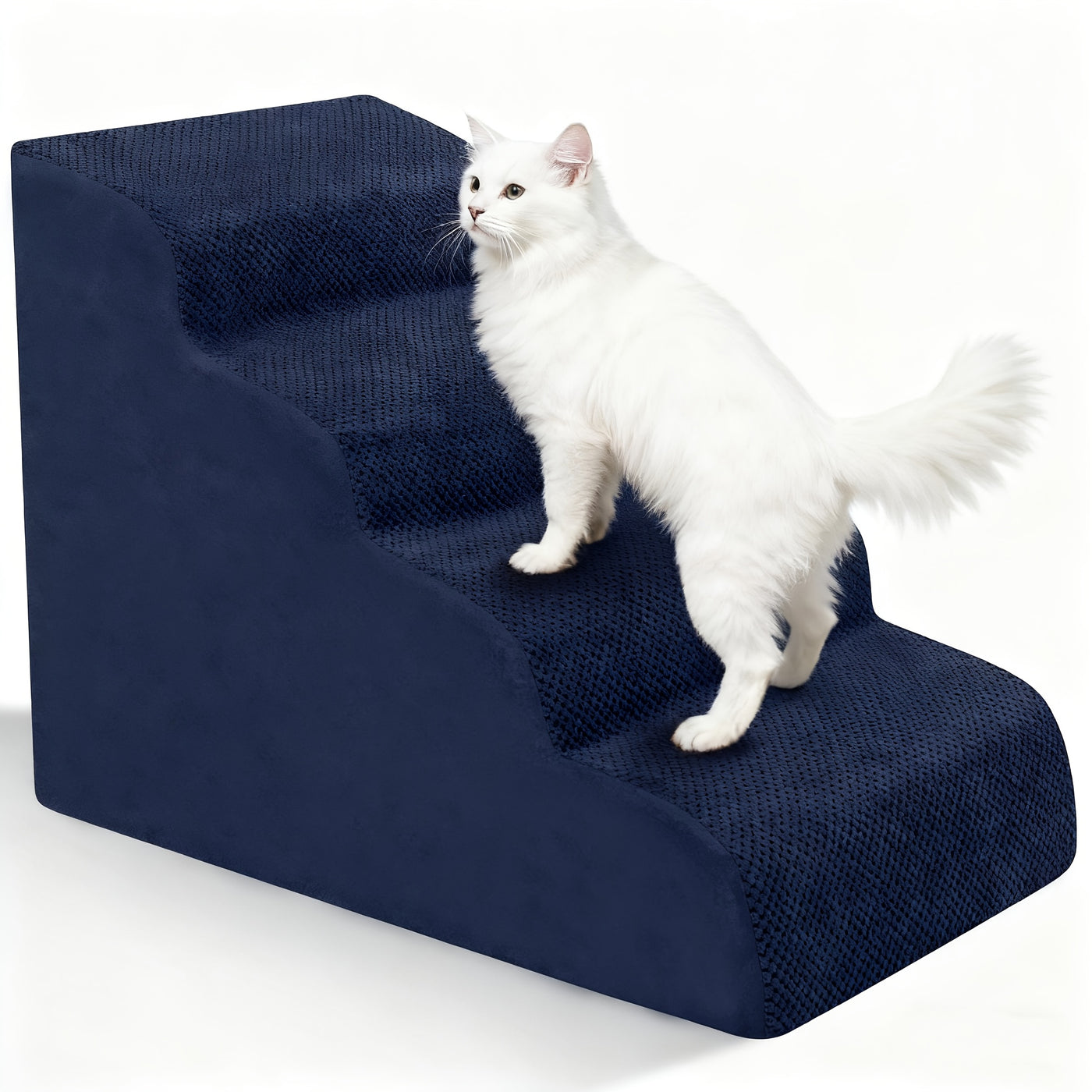 Dog Stairs for Small Dogs - Extra Wide High Density Foam Pet Steps with Non-Slip Bottom, Soft Cushioned Ramp for High Beds Couch Sofa, 2/3/4 Steps for Elderly & Injured Dogs