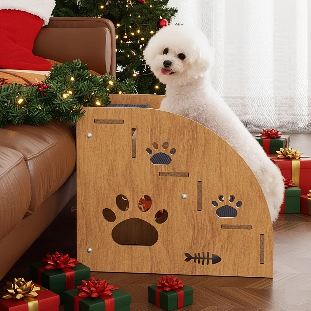 Pet Stairs for Bed and Sofa – 3 or 4 Step Non-Slip Dog & Cat Steps with Safety Railings, 15" High Ramp Staircase for Small and Medium Dogs and Cats