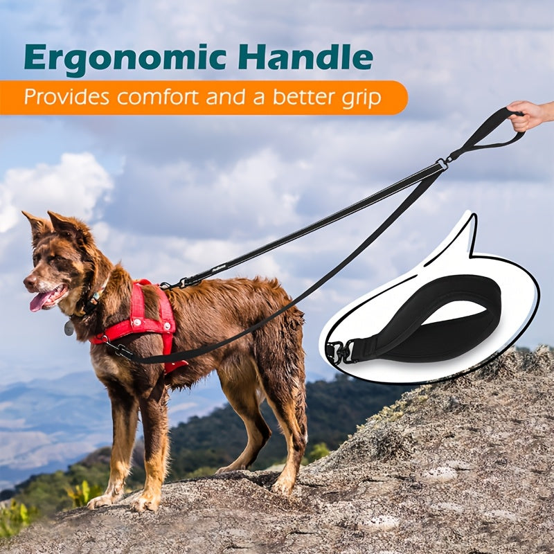 Reflective No Pull Dog Leash with Double Handle for Training Walking - Heavy Duty Leash for Large & Medium Dogs with Traffic Control Grip