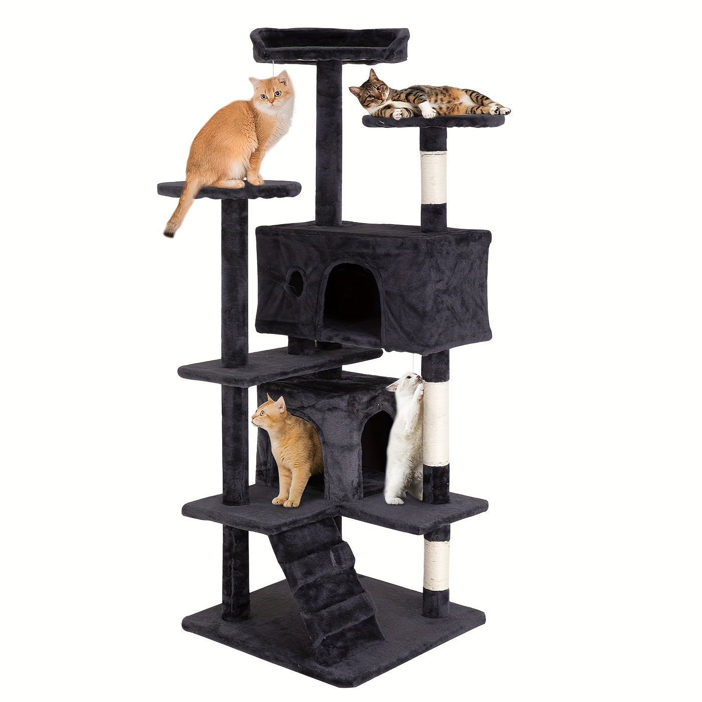 Multi-Level Cat Tree Tower with Scratching Post & Cat House - Indoor Cat Activity Center 22/54/60/70 Inch, Cat Climbing Tower for Kittens & Adult Cats, Easy Assembly