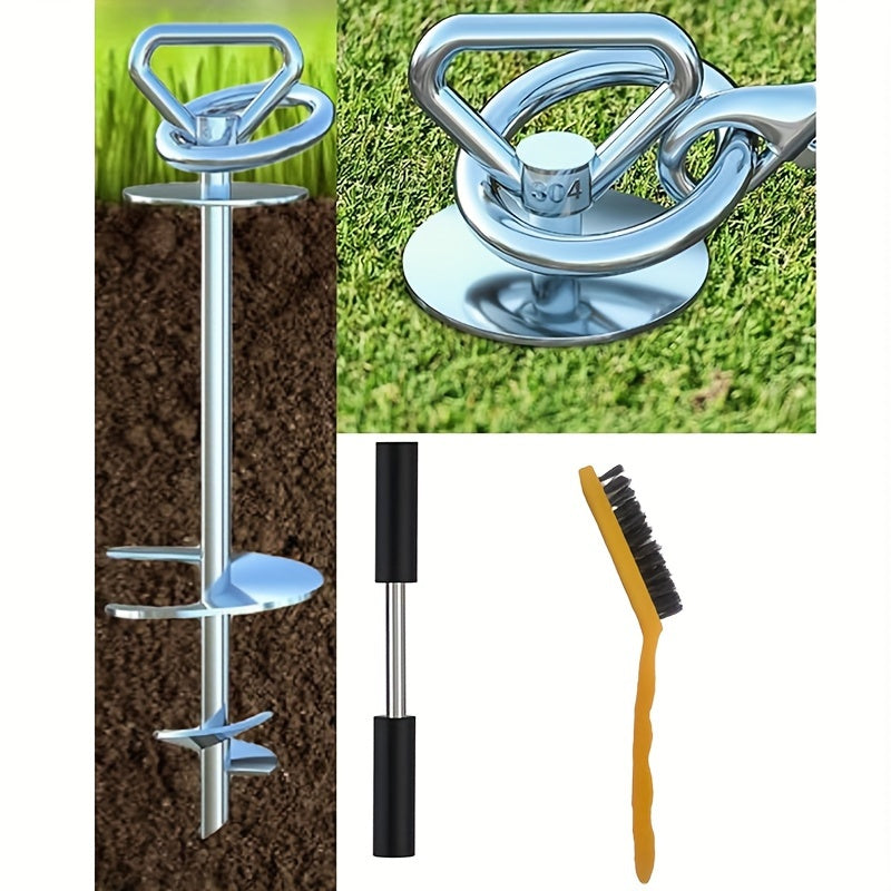 304 Stainless Steel Dog Tie-Out Stake with 360° Swivel – Heavy Duty Ground Anchor for Dogs Up to 200 lbs, Anti-Rust Spiral Stake for Camping, Beach & Yard