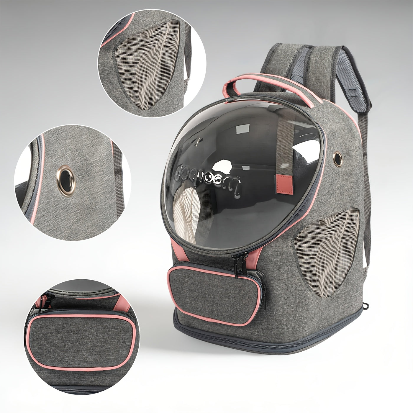 Space Capsule Pet Carrier Backpack – Transparent Breathable Travel Backpack for Cats & Small Dogs, Large Opening Zippered Design, Portable All-Season Pet Outing Bag