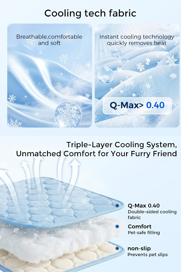 Cooling Mat for Dogs & Cats XXL 79x67 Inch - Ice Silk Summer Pet Cooling Pad Machine Washable, Snowflake Design Crate Liner for Kennels Beds Floors, Self-Cooling Blanket for Small Medium Large Dogs
