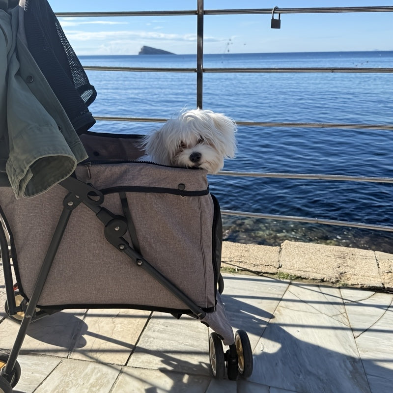 Travel Portable Pet Stroller Up to 33 Lbs – Foldable Dog & Cat Stroller for Small Puppies, Outdoor Walks & Trips | Black, Dark Green, Teal Blue, Light Pink