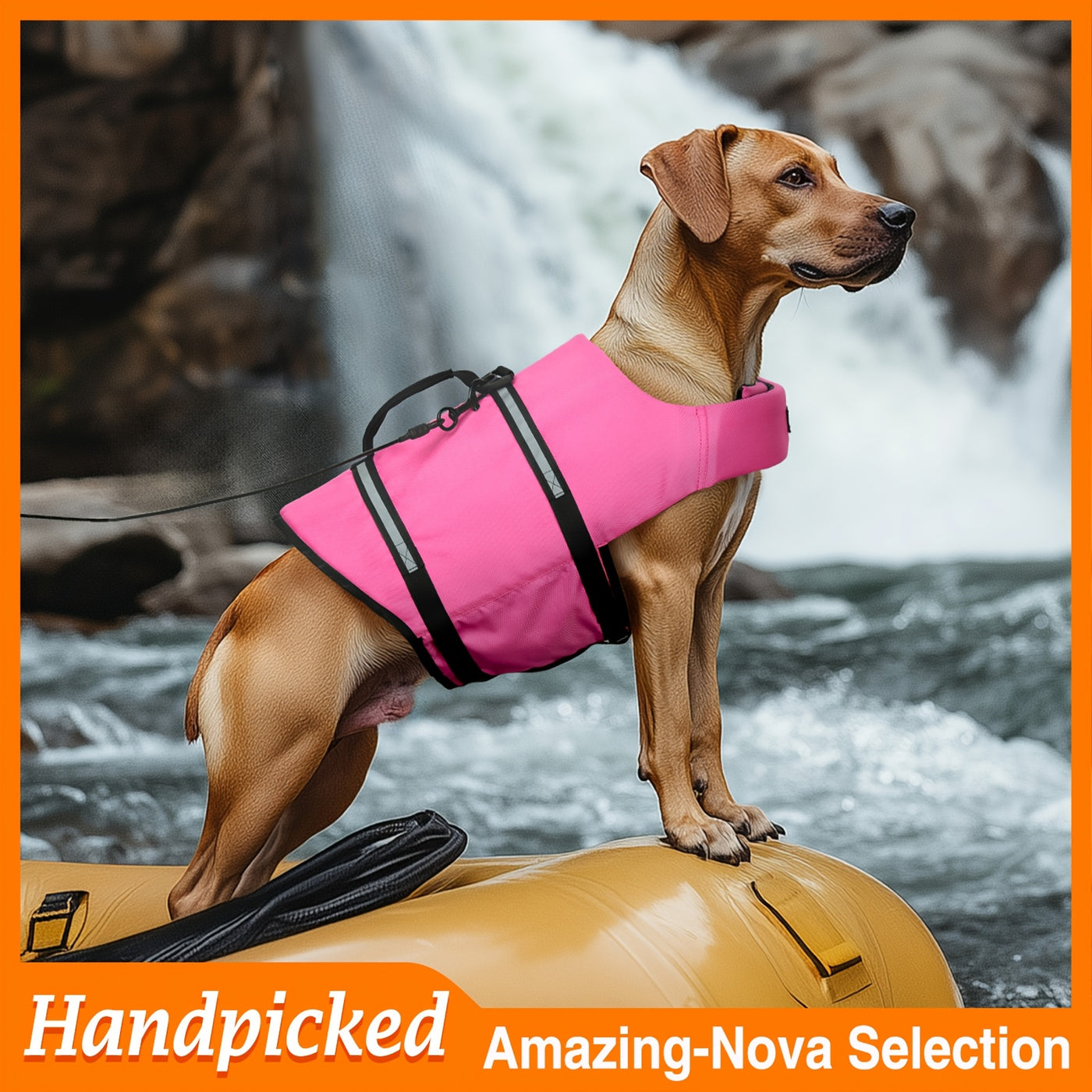 Dog Life Jacket for Swimming – Ripstop Buoyancy Vest with Handle, Hook & Loop Closure, Flotation Safety Coat for Small Medium Large Dogs, Pool Lake & Beach Use