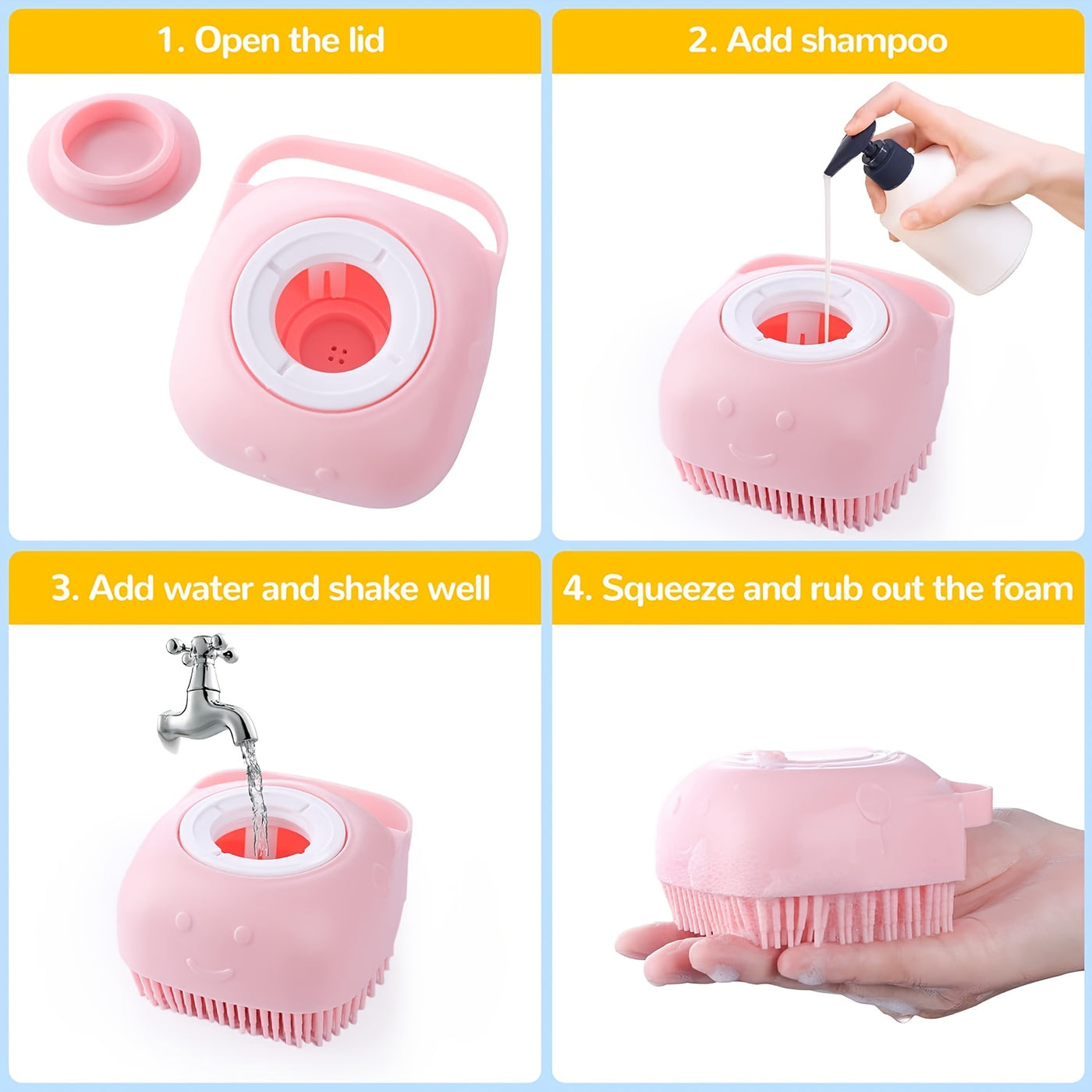 7-in-1 Pet Grooming Kit for Dogs & Cats – Self-Cleaning Slicker Brush, Nail Clippers, Shampoo Bath Brush, Dental Care Set for Puppies & Cats | Pink & Blue, 9pcs