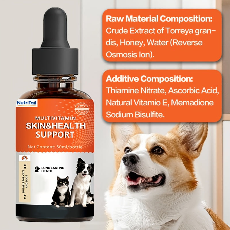 Multivitamin Oral Liquid for Cats and Dogs 50ml – Skin & Hair Health Daily Supplement, Rich in Multiple Vitamins