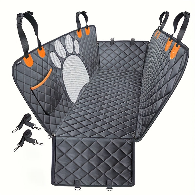 Dog Seat Cover Hammock – Heavy Duty Scratch-Resistant Waterproof Non-Slip Pet Rear Seat Cover for Cars Trucks SUVs, Soft Durable Open Mesh Back Seat Protector for Dogs