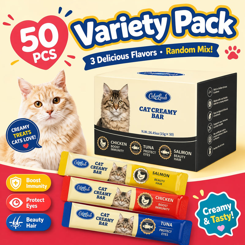 Squeezable Wet Cat Food Strips 50pcs Variety Pack Chicken Tuna Salmon Mixed Flavors Soft Lickable Cat Treats Hydration Snack