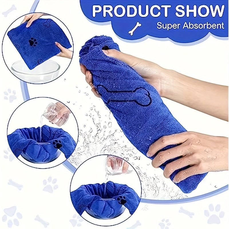 Large Quick-Dry Pet Bath Towel for Dogs & Cats - Super Absorbent Soft Microfiber, 40x24 Inches, Gray / Blue / 2-Pack