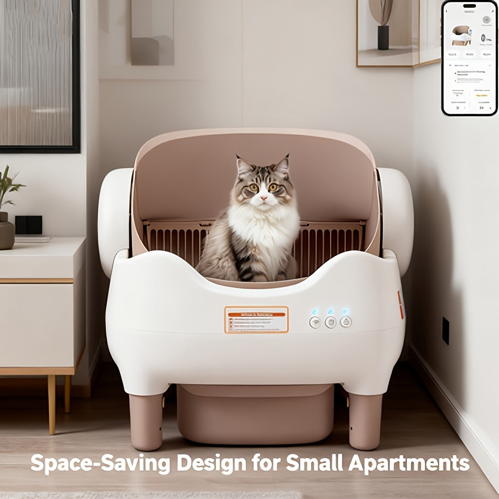 Self-Cleaning Cat Litter Box App Control Open Top Smart Auto Litter Box with Infrared Sensors Dual Deodorization Ultra-Quiet Kitten Safe 10L Waste Bin