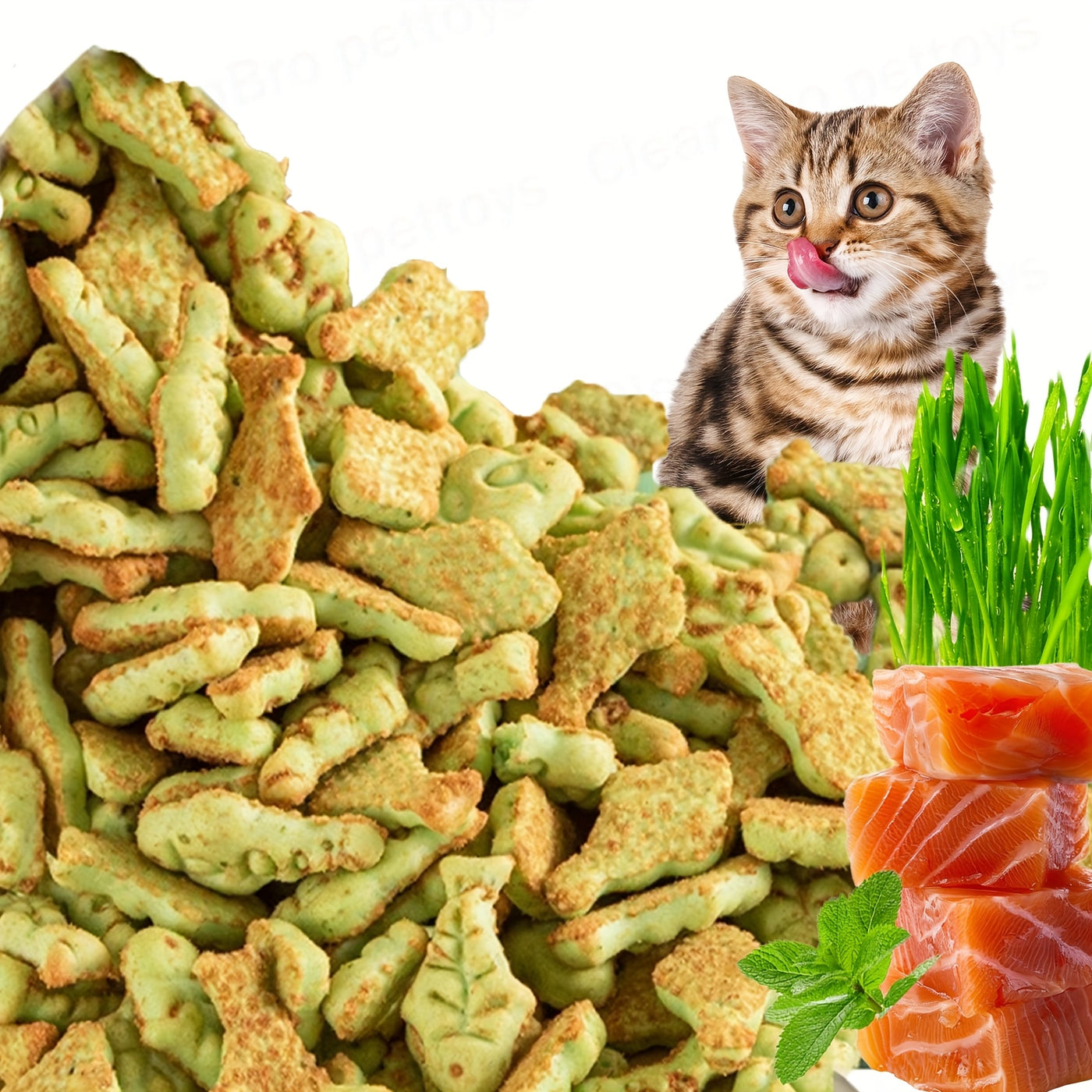 Catnip Cookie Cat Snacks with Cat Grass – Fish-Flavored Dental Molar Sticks for Teeth Cleaning, Hairball Control & Healthy Weight, Natural Treats for Indoor Cats, 150g