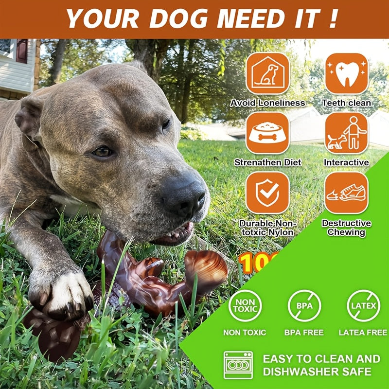Bacon Flavored Nylon Dog Chew Bone – Durable Chew Toy for Heavy Chewers, Medium & Large Dogs, Long Lasting Teeth Cleaning Dog Bone, Marble Brown Cream