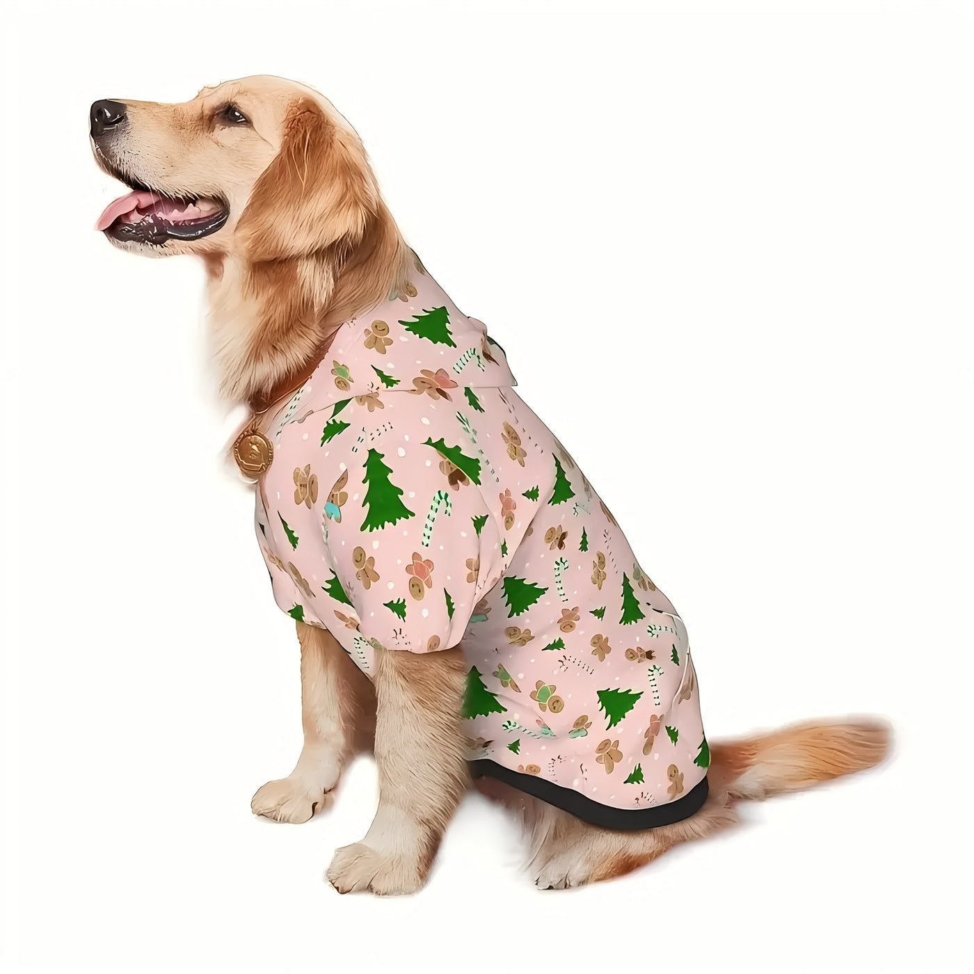 Christmas Dog Sweater Gingerbread Hoodie with Hat and Pocket for Medium Dogs – Cozy Knit Holiday Costume Machine Washable Mixed Colors Size 3XL