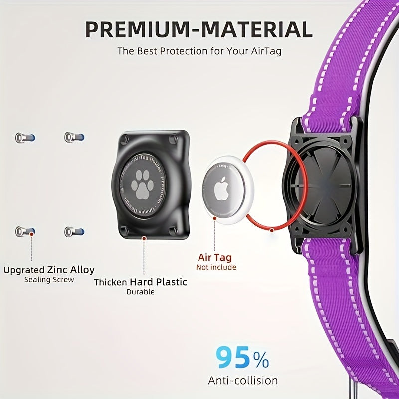 Reflective Dog Collar with AirTag Holder Padded Durable for Small Medium Large Dogs – GPS Tracking Compatible Pet Collar, Sizes S-XL, 6 Colors